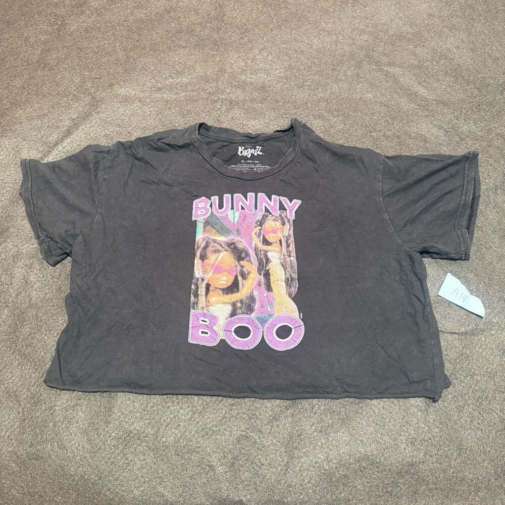 Bratz Womens Crop Top XL Extra Large Black Short Sleeve Tee